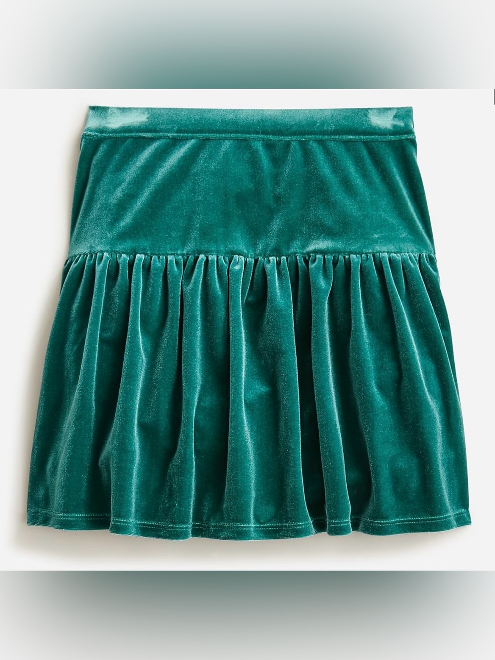 J.Crew Crewcuts Girls Teal Velvet Drop Waist Skirt M 8-9 Holiday